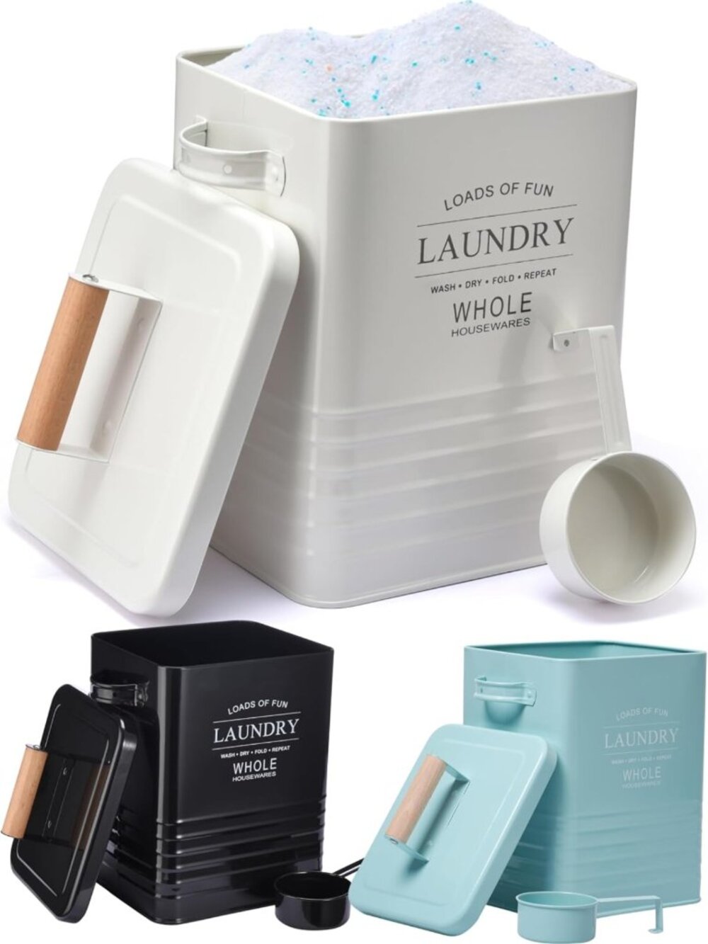 Farmhouse Metal Laundry Detergent Container with Airtight Lid & Scooper